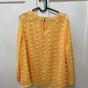 Ophelia roe yellow Pom shirt with elastic synched sleeves size medium